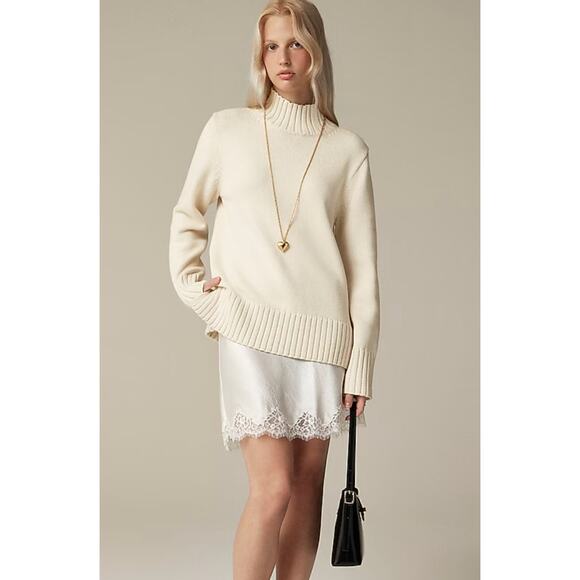 J. Crew Cotton Turtleneck Sweater Size Small Cream - Picture 1 of 7